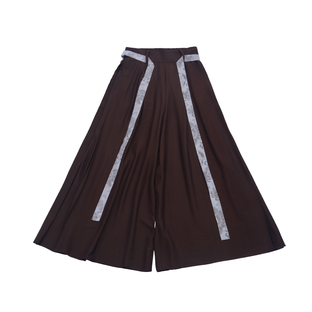 Nimeng Yanqiu Original Song-style Front-opening Elastic Pocket Pants, Cotton Linen, Earth Brown, Commute Spring/Autumn Modified Hanfu