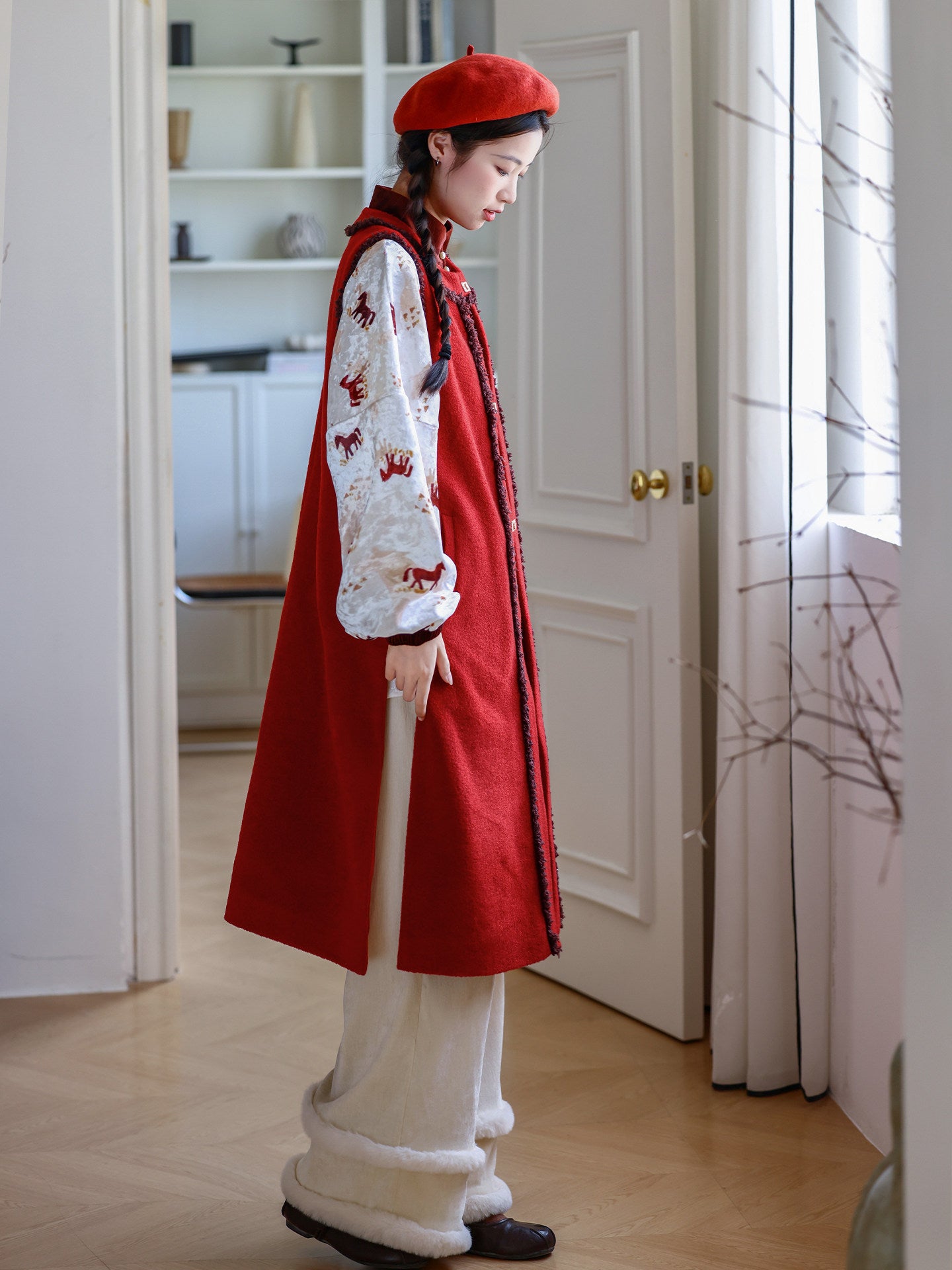 NI MENG [Fortune Horse] Original Han-style Chinese New Year Set, Modified Ming Hanfu Long Bijia, Daily