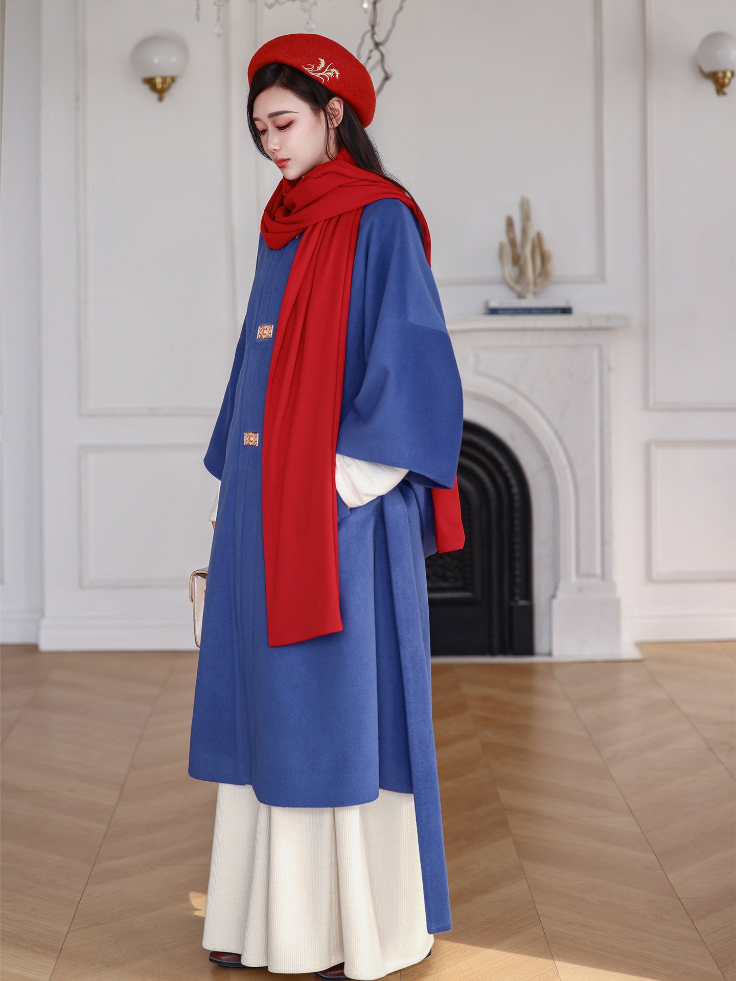 NIMENG "Fortune From All Directions" Original Ming Hanfu Modified Square Collar Long Jacket w/ Pockets, Chinese Coat, A/W