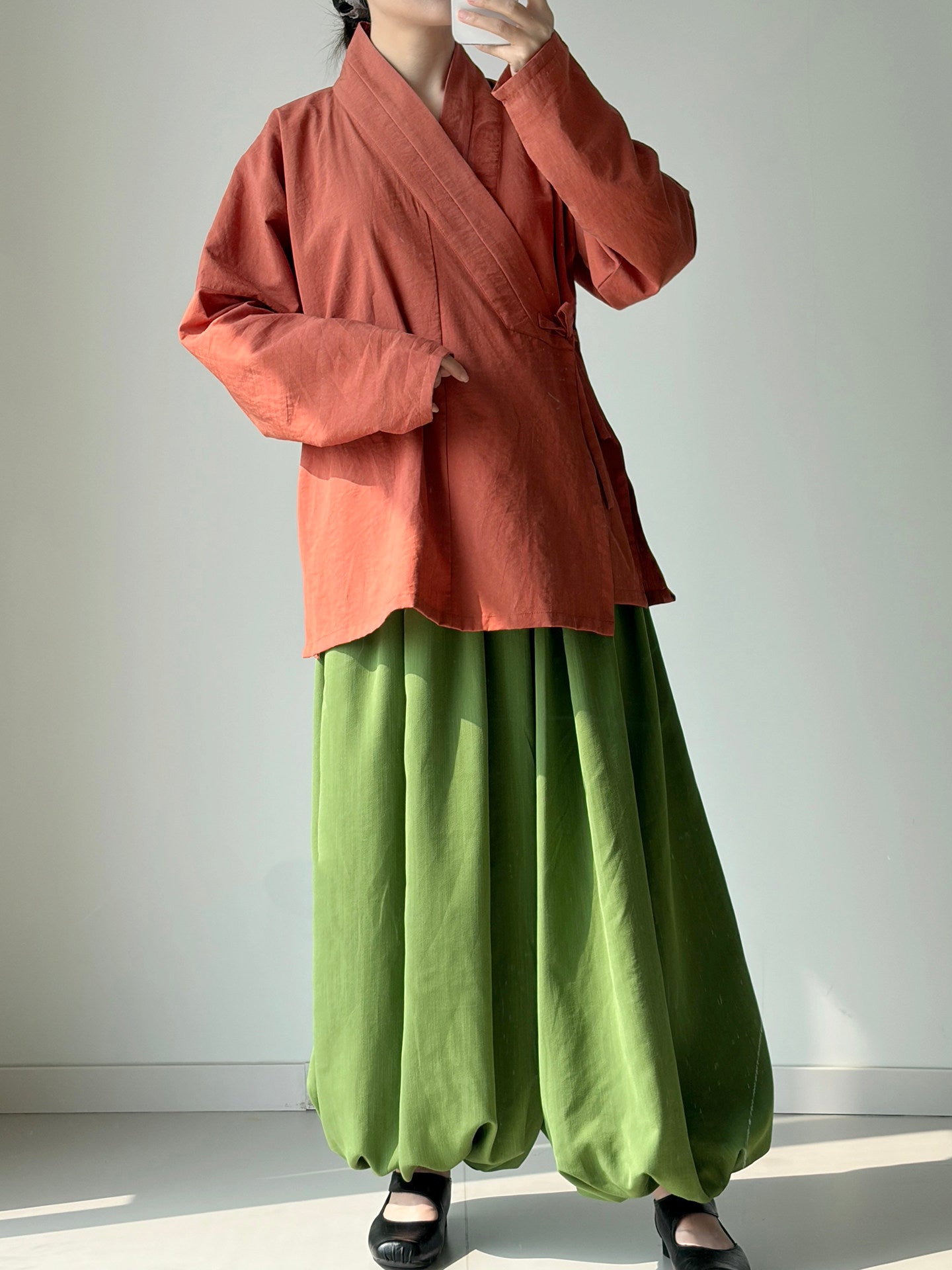 Anxiu Yingxiang Solid Harem Pants, Elastic Waist, Rayon, Comfortable & Loose Fit, Breathable, Lightweight & Cool
