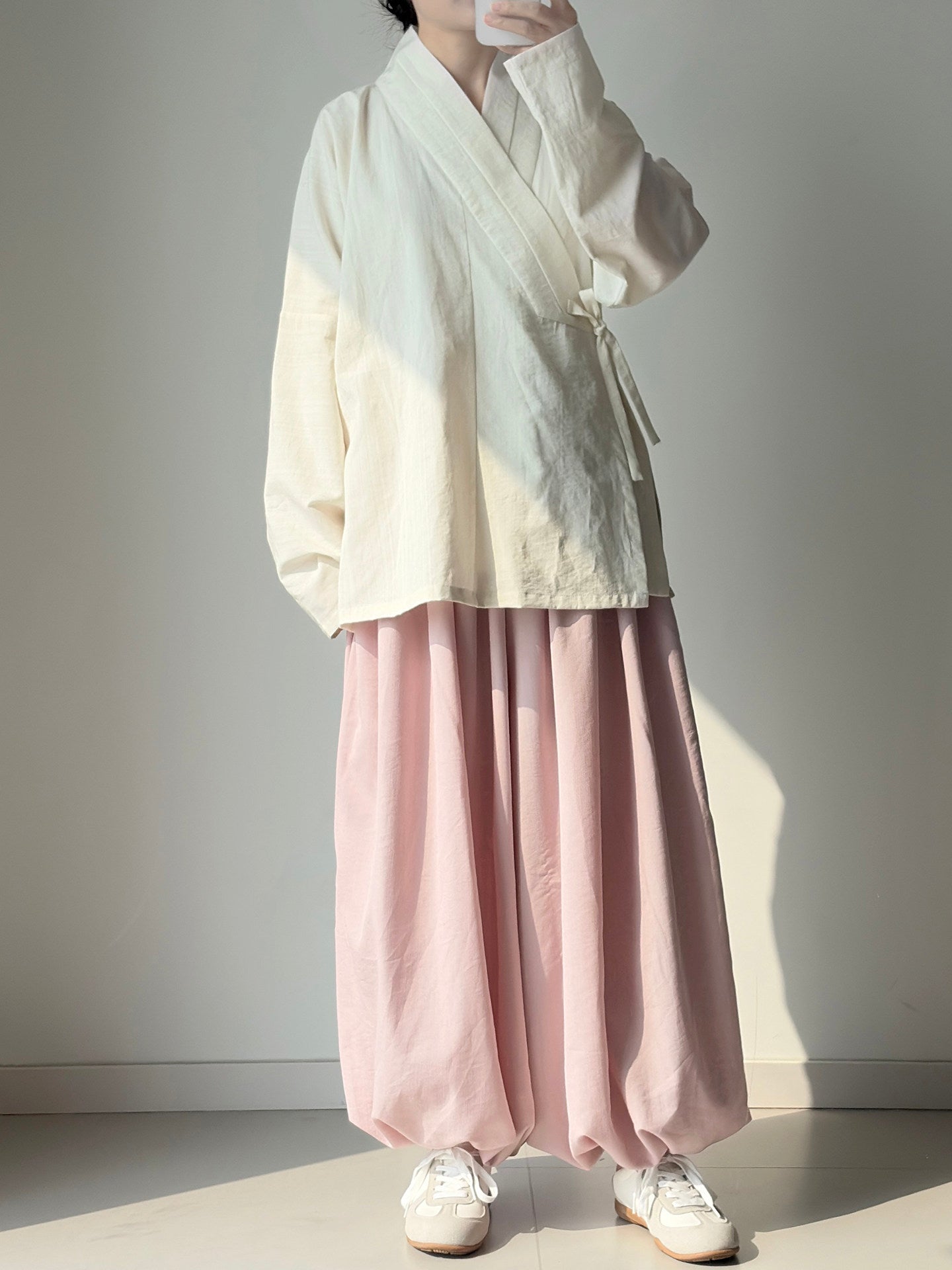 Anxiu Yingxiang Solid Harem Pants, Elastic Waist, Rayon, Comfortable & Loose Fit, Breathable, Lightweight & Cool
