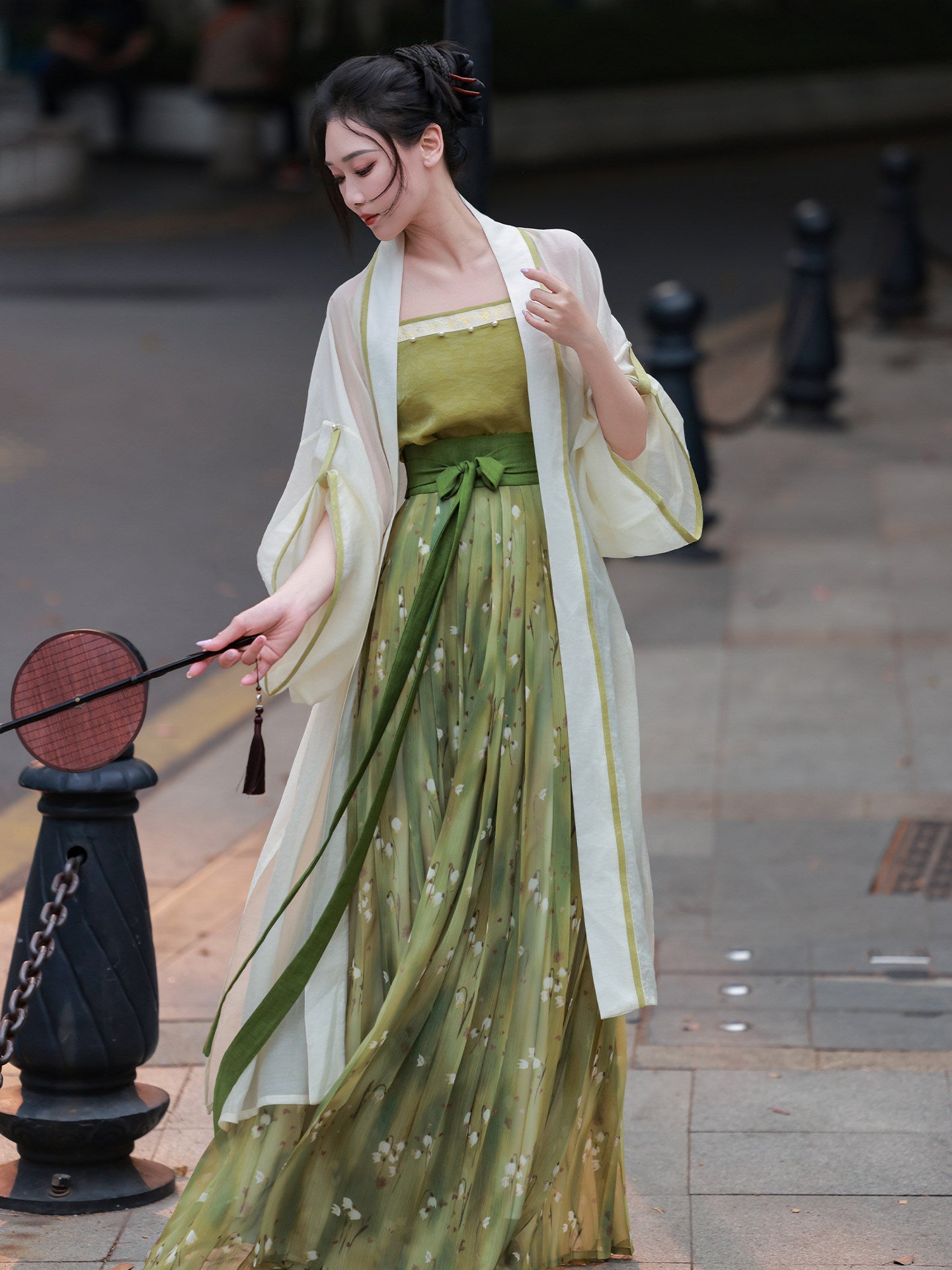 Dreamlike [Wizard of Oz] Original Song-style Daily Hanfu: Open-back Tencel Robe & Printed Pleated Skirt, Spring/Summer