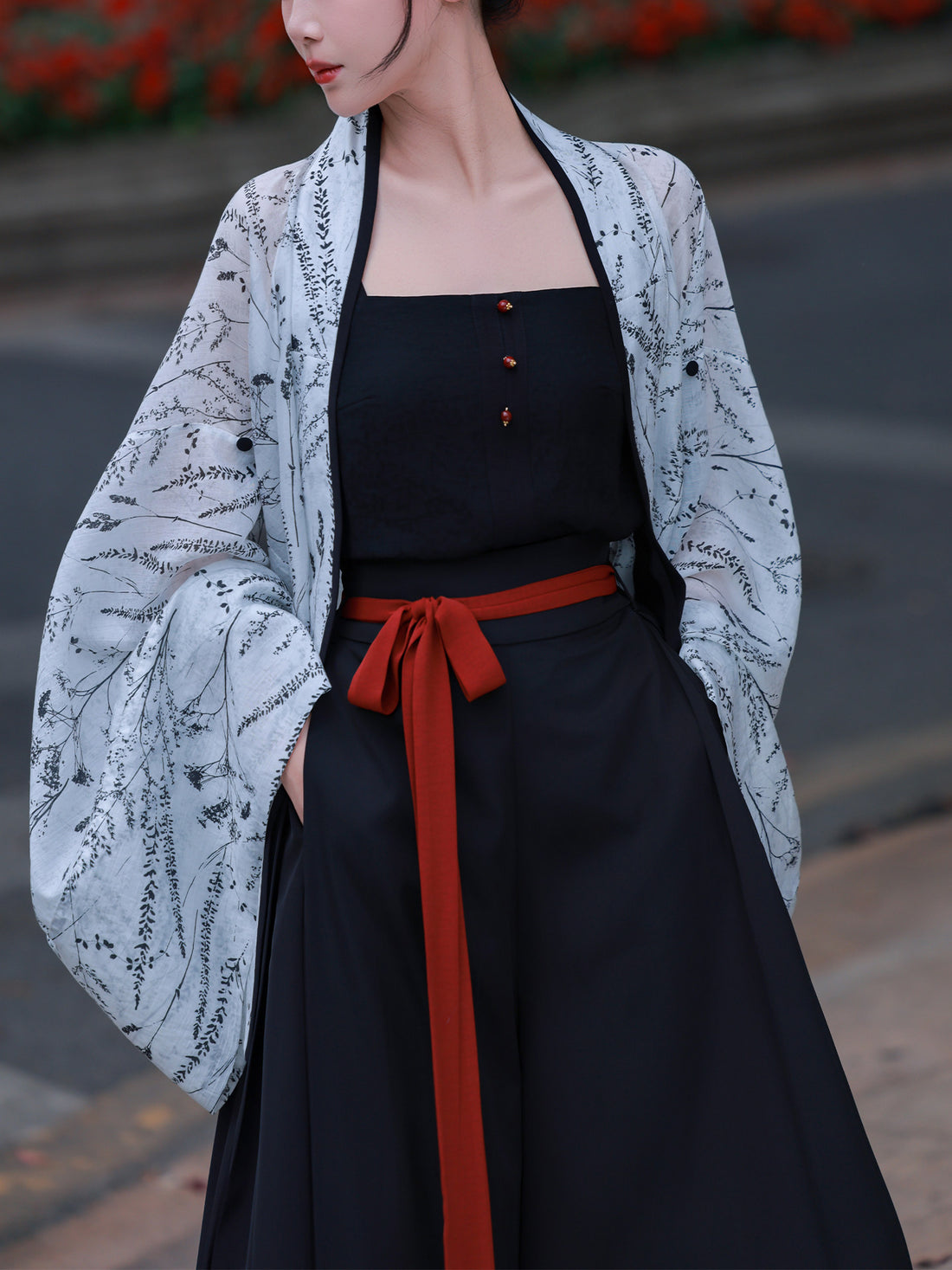 Ni Meng [Dark Ink] Original Modern Hanfu Set, Everyday Song Pants, Han-Inspired Commute Wear, New Chinese Style
