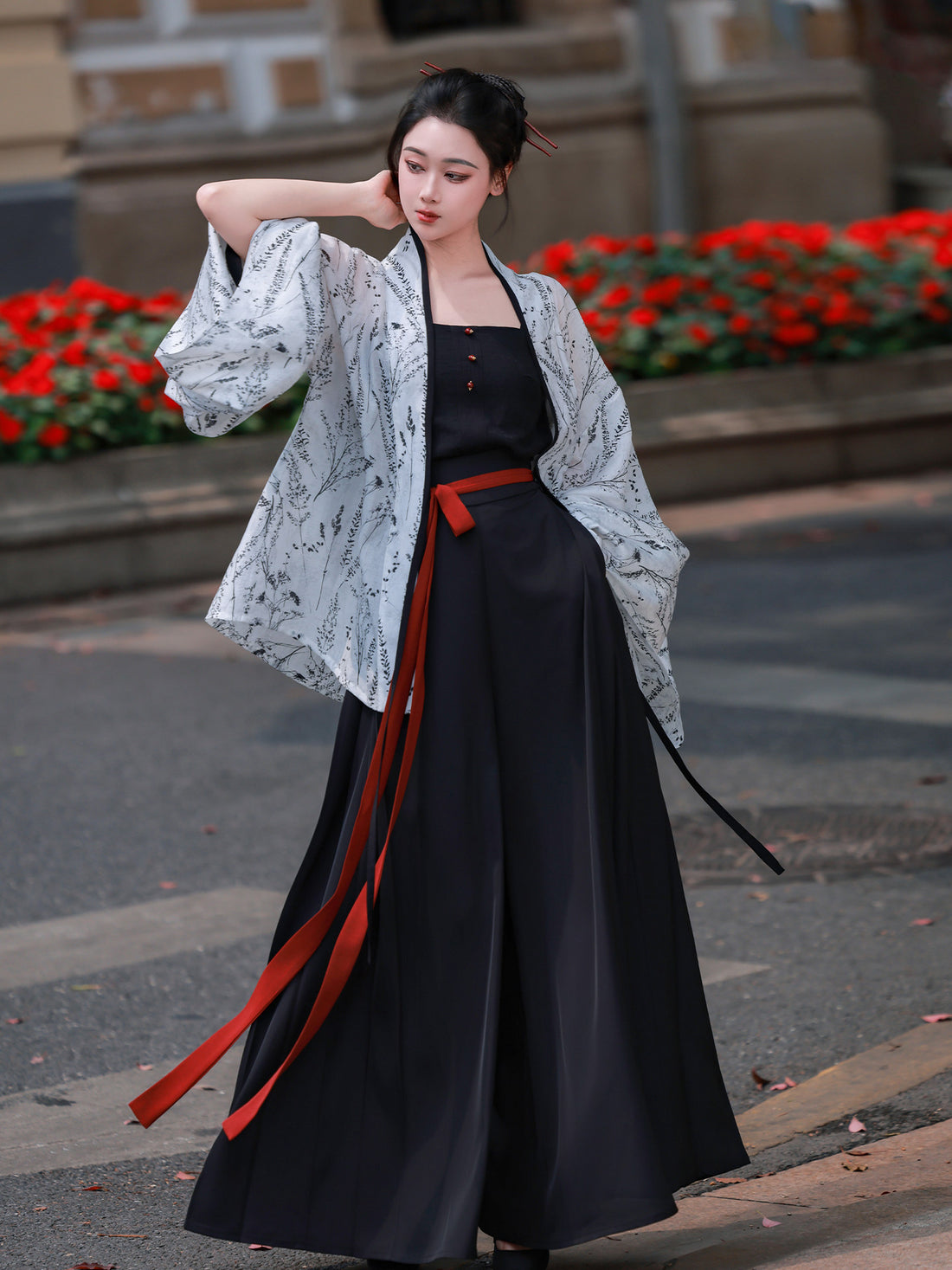 Ni Meng [Dark Ink] Original Modern Hanfu Set, Everyday Song Pants, Han-Inspired Commute Wear, New Chinese Style