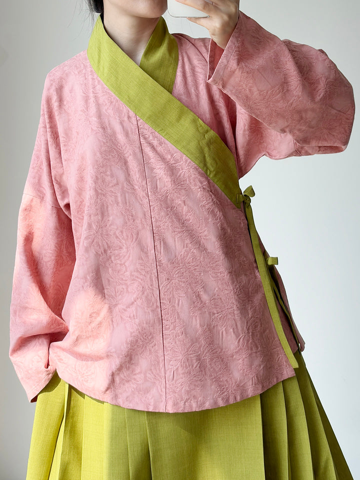 Anxiu Yingxiang Ming-style Hanfu - Cross-collar Short Top, Long Narrow Sleeves, Daily Commute & Office Wear
