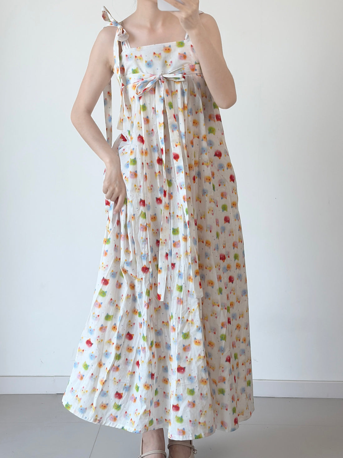 Anxiu Yingxiang [Rainbow Cat] Hanfu Women's Modified Strap Panel Skirt w/ Pockets, Cotton & Breathable, Daily/Commute
