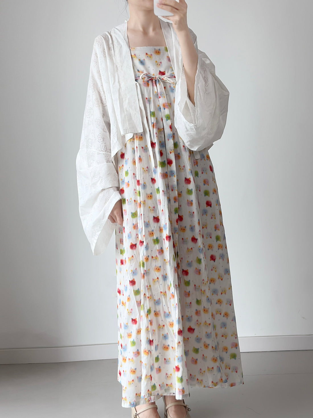 Anxiu Yingxiang [Rainbow Cat] Hanfu Women's Modified Strap Panel Skirt w/ Pockets, Cotton & Breathable, Daily/Commute