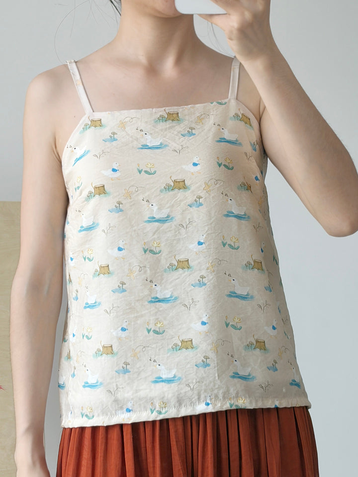 Anxiu Yingxiang Little Duck Hanfu Women Song Style Rayon Camisole Tube Top, Curved Cutout, Daily & Commute, Padding Compatible