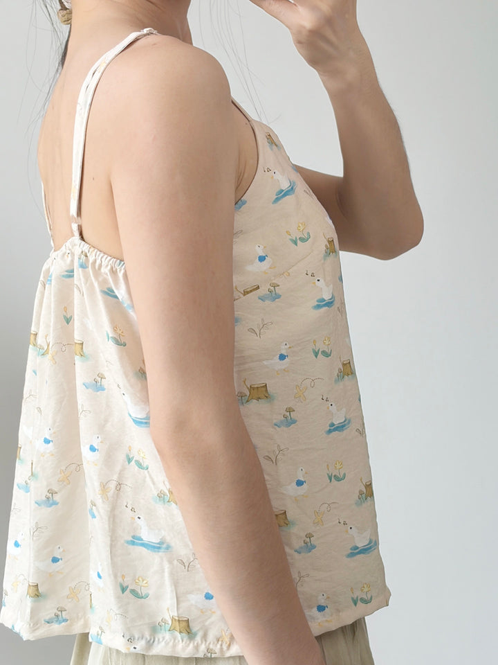 Anxiu Yingxiang Little Duck Hanfu Women Song Style Rayon Camisole Tube Top, Curved Cutout, Daily & Commute, Padding Compatible