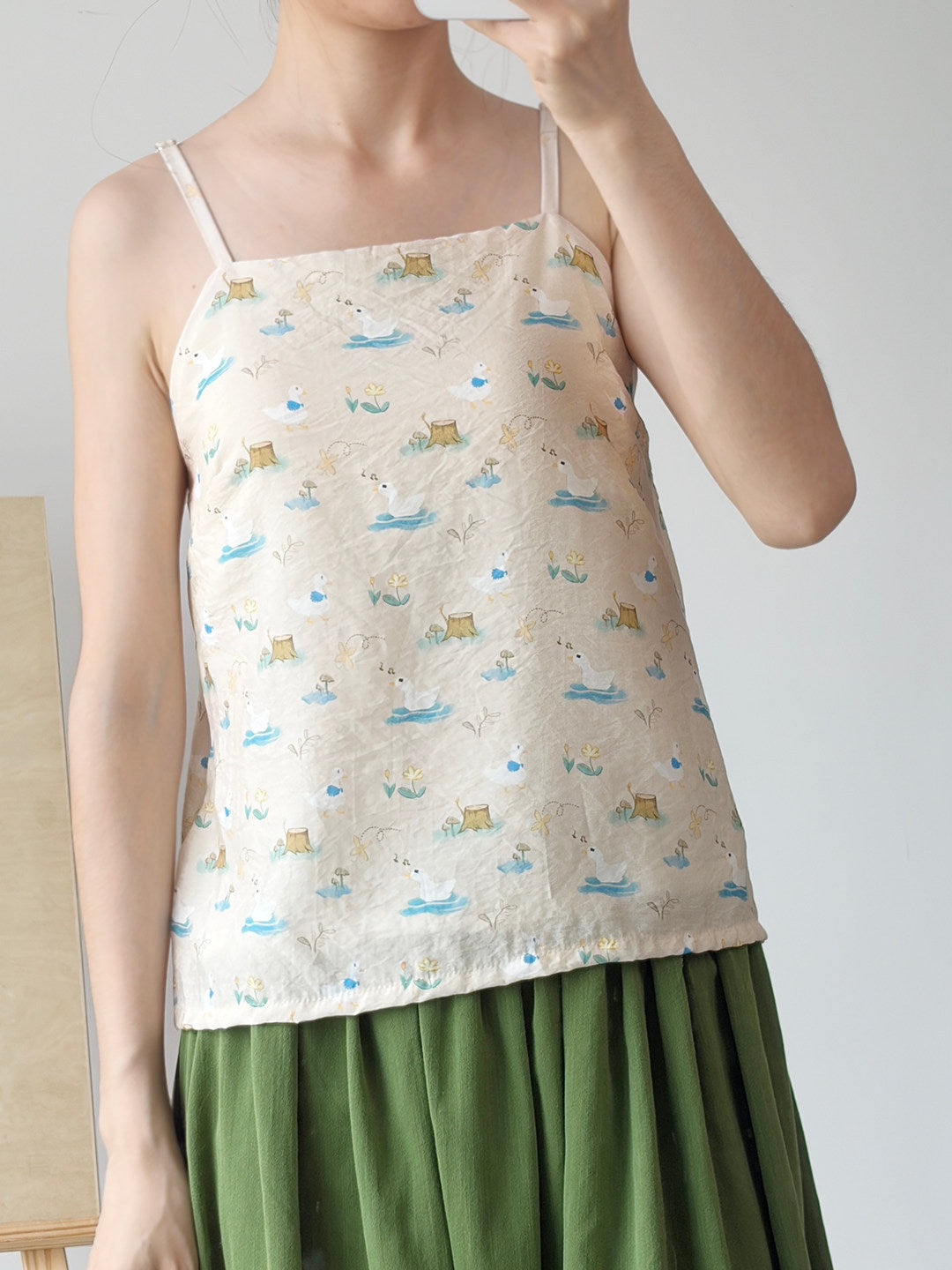 Anxiu Yingxiang Little Duck Hanfu Women Song Style Rayon Camisole Tube Top, Curved Cutout, Daily & Commute, Padding Compatible