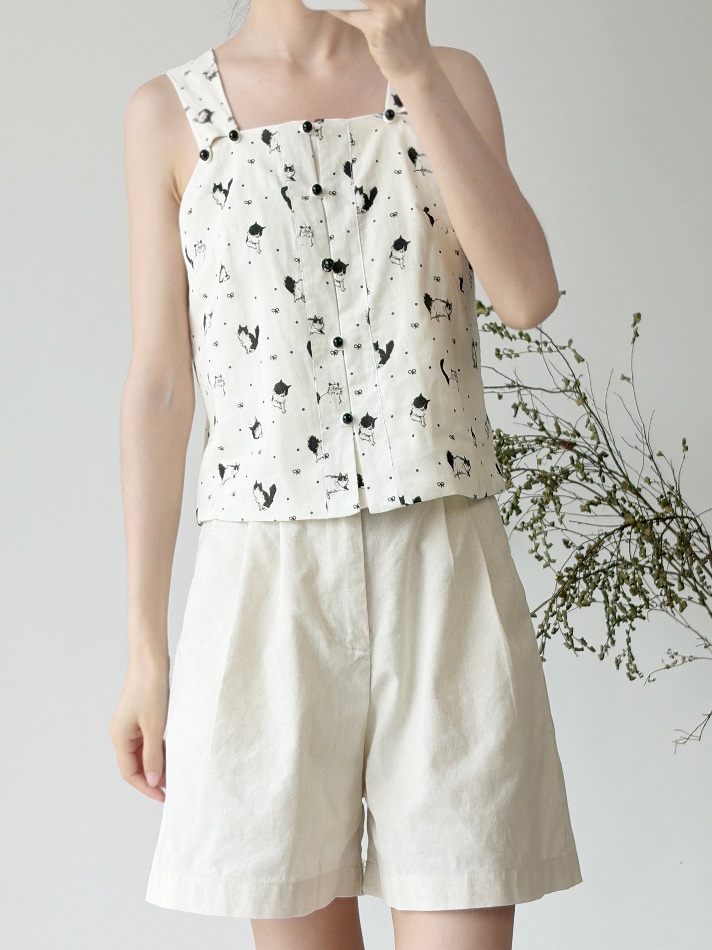 Dark Sleeve Fragrance Ming-Style Waist Hanfu, Cotton&Linen Breathable Daily Tank Top