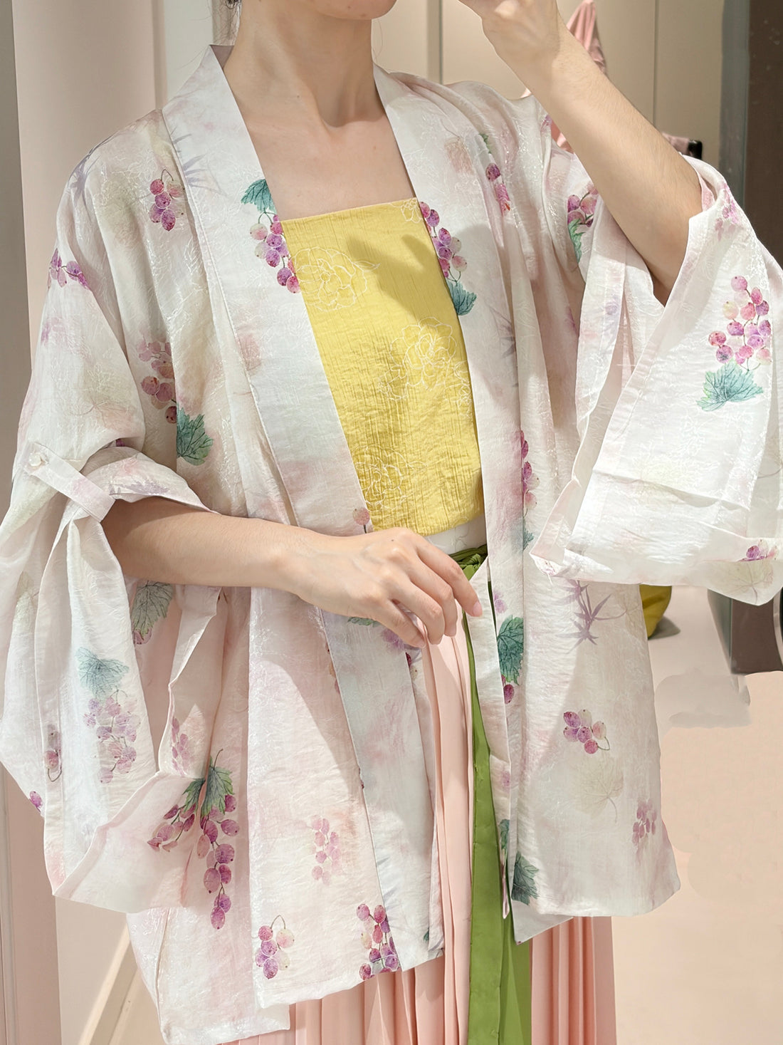 Dark Sleeve Fragrance [Little Grape Pleated Top] Hanfu Women's Tencel Modified N. Dynasty Pleated Top Daily Commute