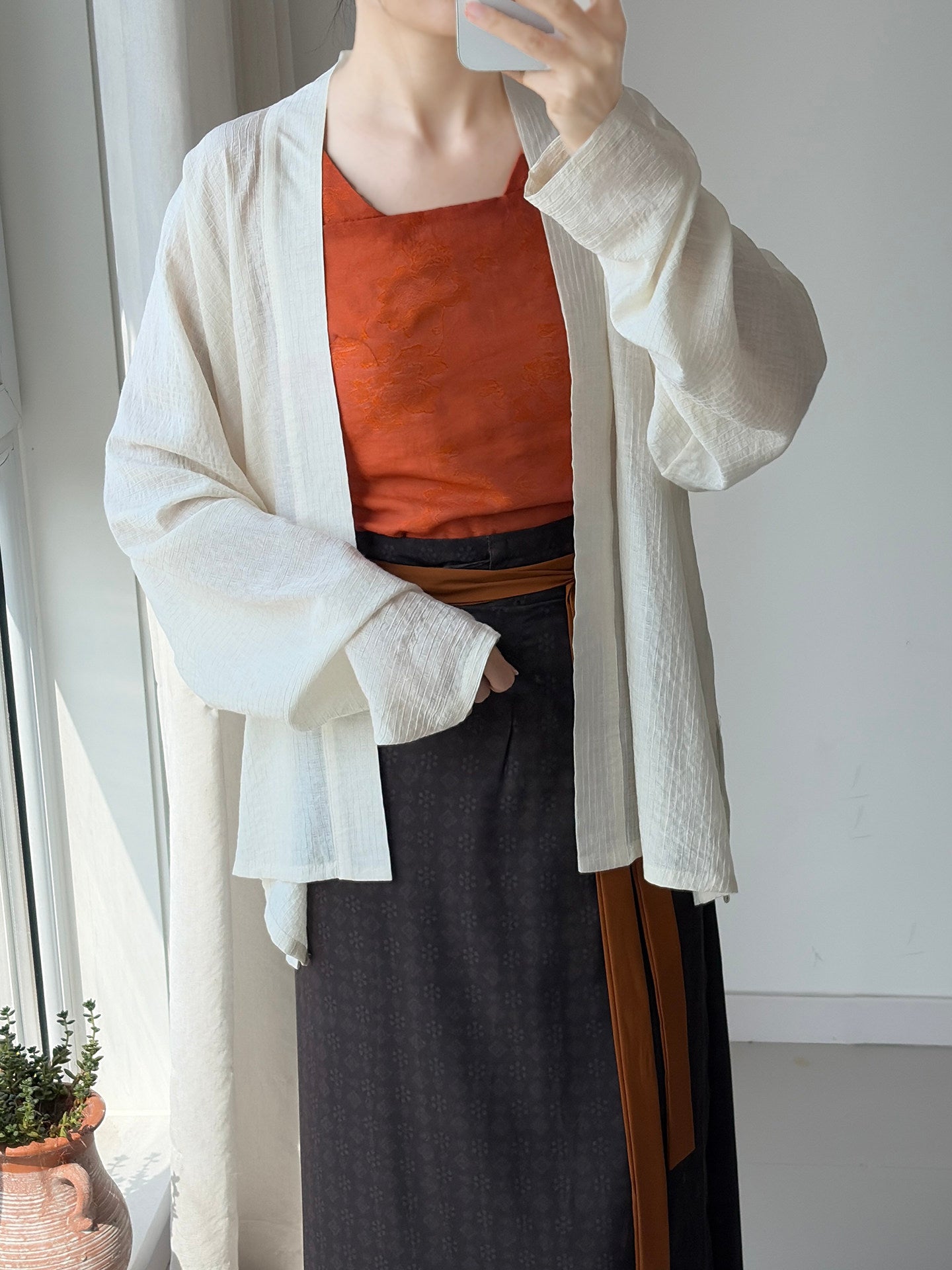Original "Leaf Knows Autumn" Wrap Skirt 2.0 - Darted & Belted, Daily Commute Skirt