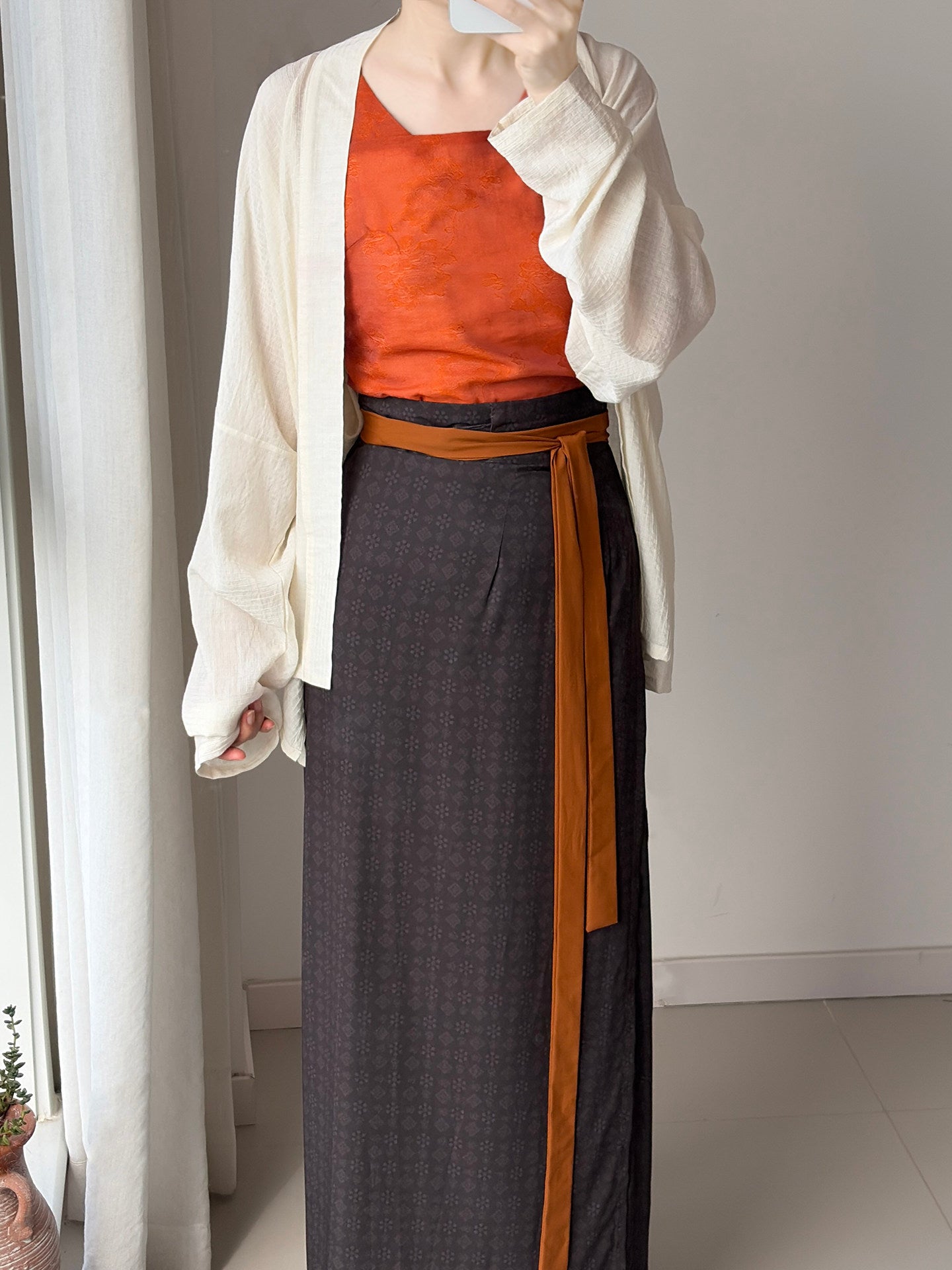 Original "Leaf Knows Autumn" Wrap Skirt 2.0 - Darted & Belted, Daily Commute Skirt