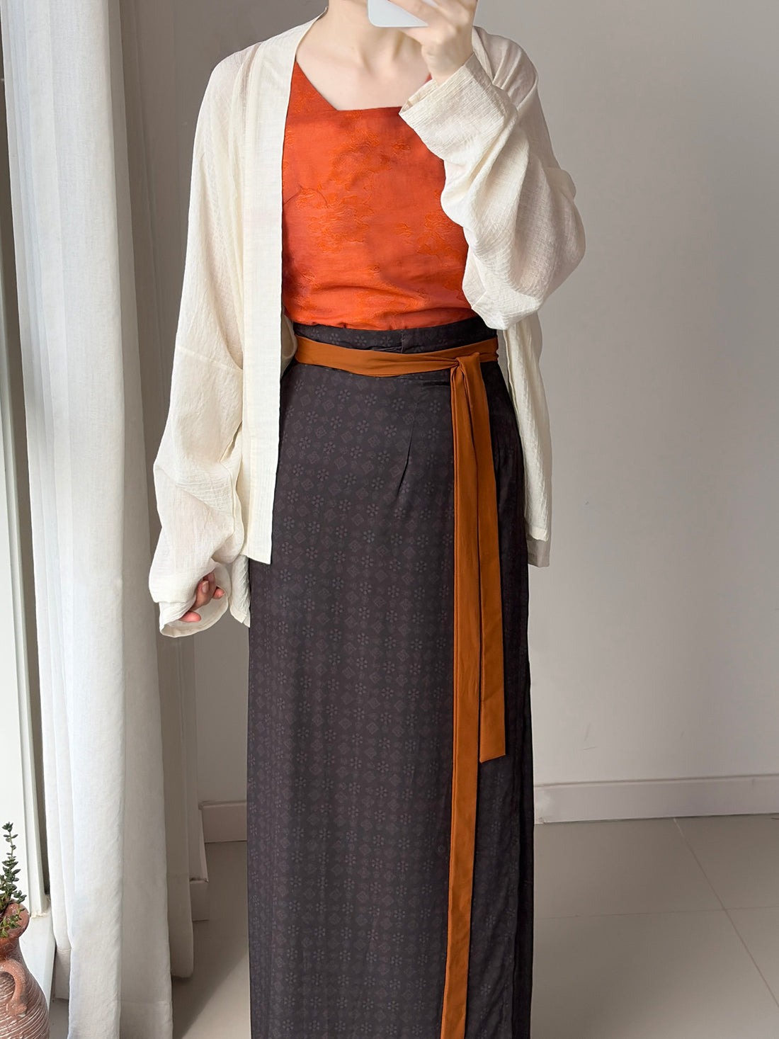 Original "Leaf Knows Autumn" Wrap Skirt 2.0 - Darted & Belted, Daily Commute Skirt