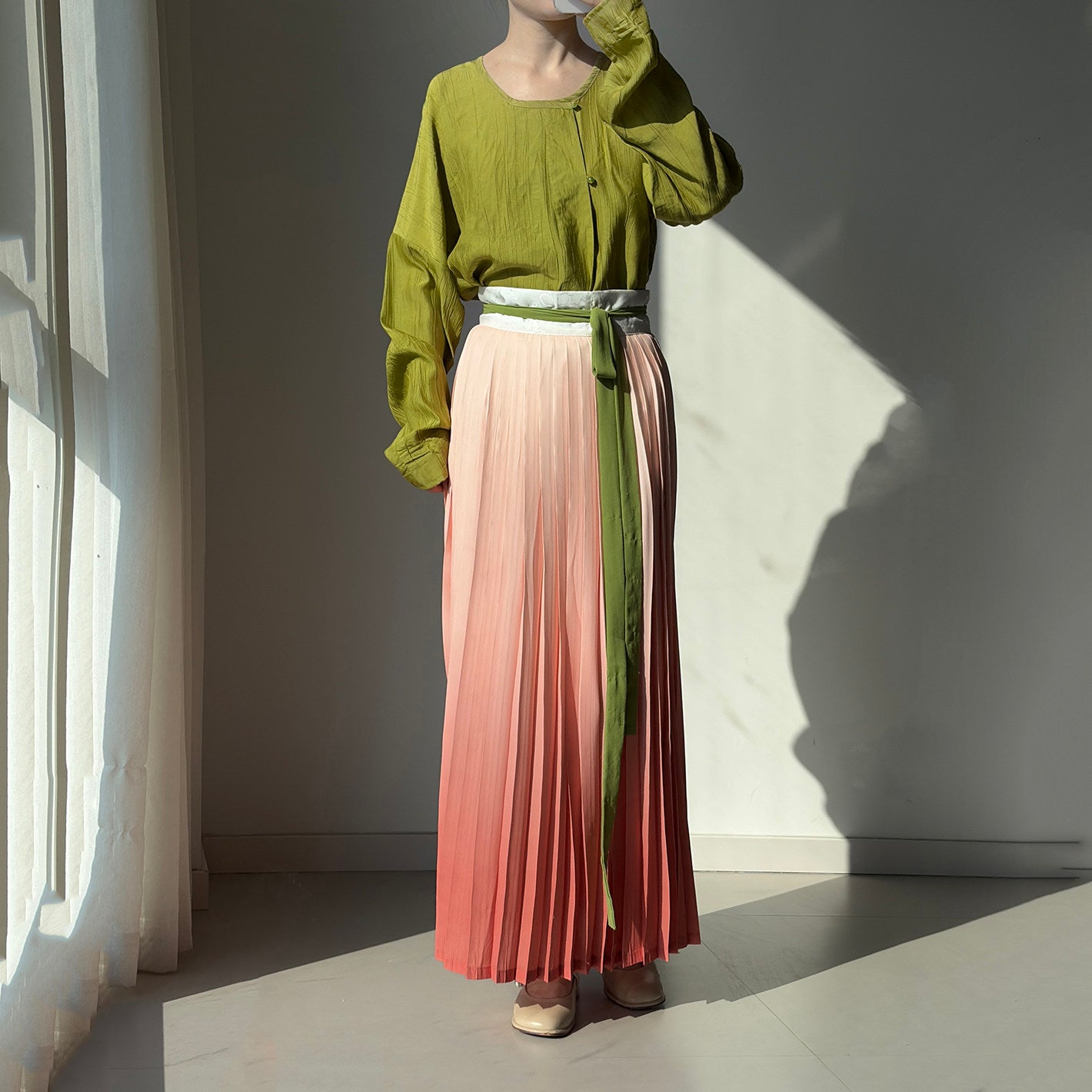 Anxiu Yingxiang [Little Peach] Original Hanfu Women's Daily One-Piece Song-Style Pleated Skirt Spring/Summer