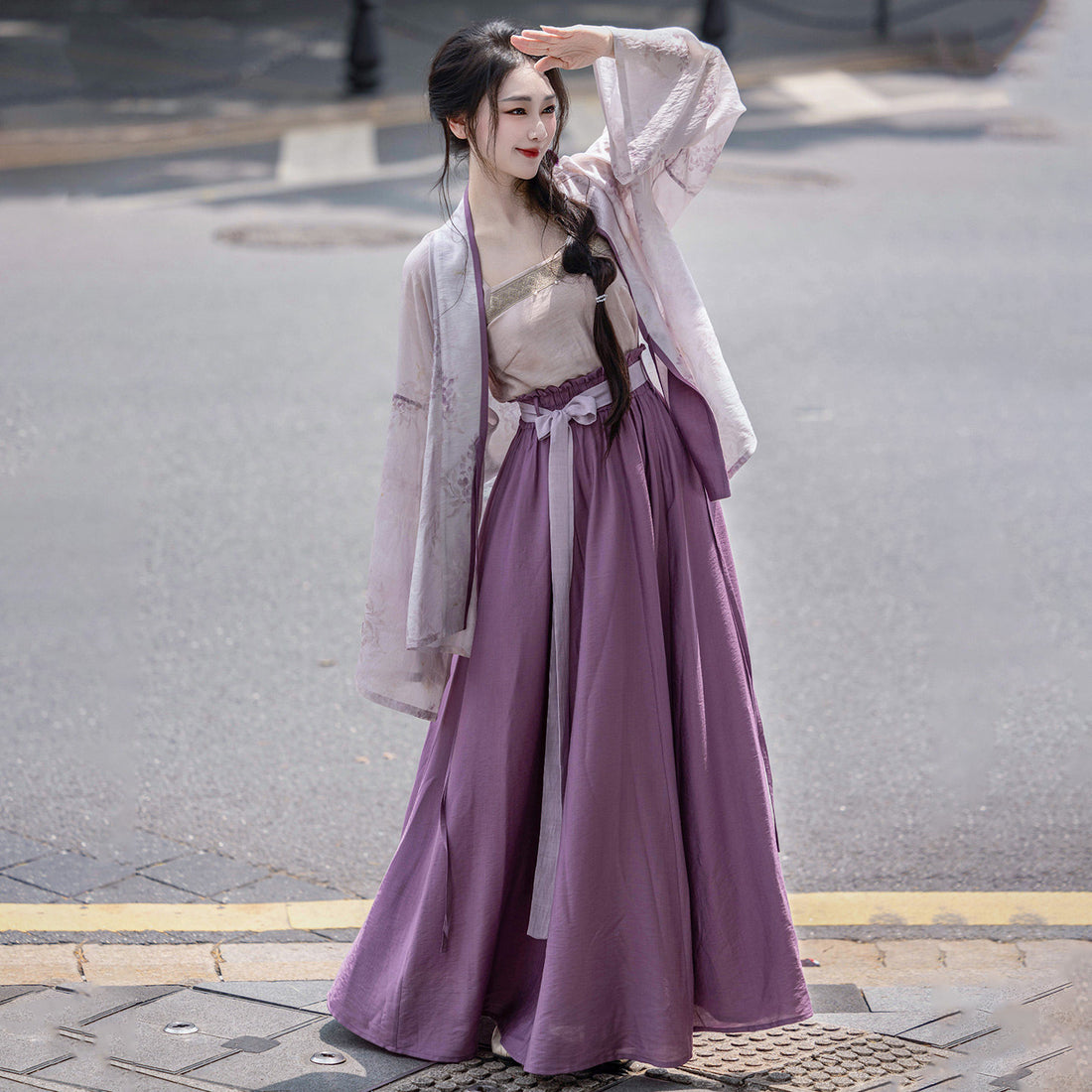 Dream Wisteria Smoothie - Original Chinese Style Elastic Waist Ru Skirt, Han Element Daily Commute Hanfu, Summer