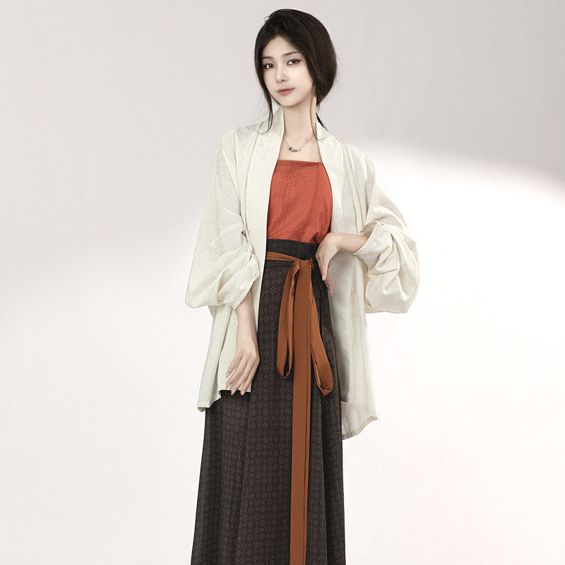 Anxiu Yingxiang Original "Autumn Leaf" Song-style Hanfu Women's Daily Commute Plane-Sleeve Spiral Skirt