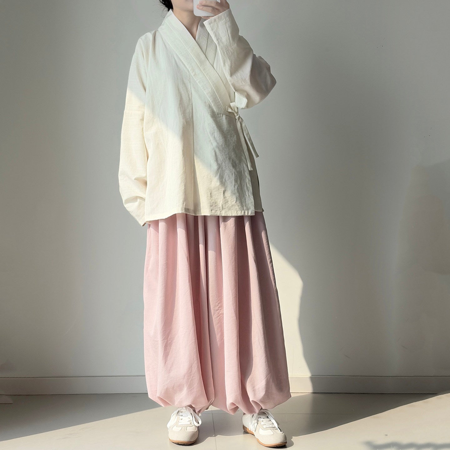 Anxiu Yingxiang Solid Harem Pants, Elastic Waist, Rayon, Comfortable & Loose Fit, Breathable, Lightweight & Cool