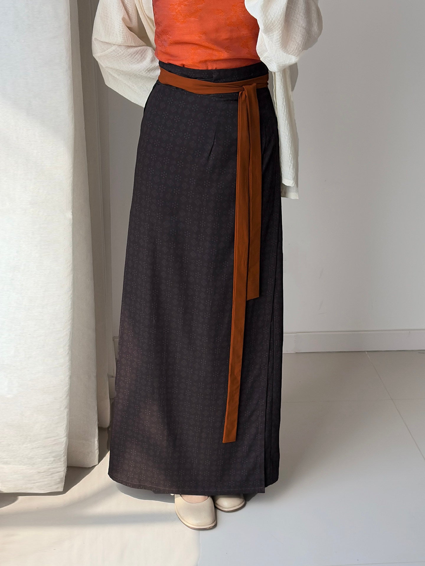 Original "Leaf Knows Autumn" Wrap Skirt 2.0 - Darted & Belted, Daily Commute Skirt