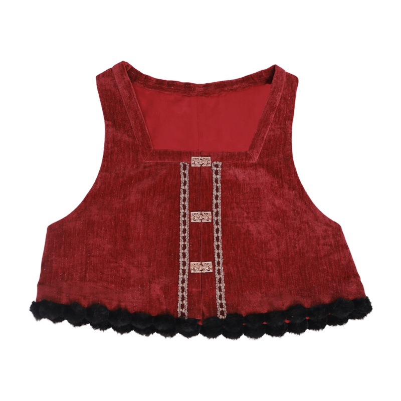 Dream Serenade Original Chinese-Inspired Vest Skirt Cardigan, Fall/Winter Lace Layering Piece, Chic Tweed Style