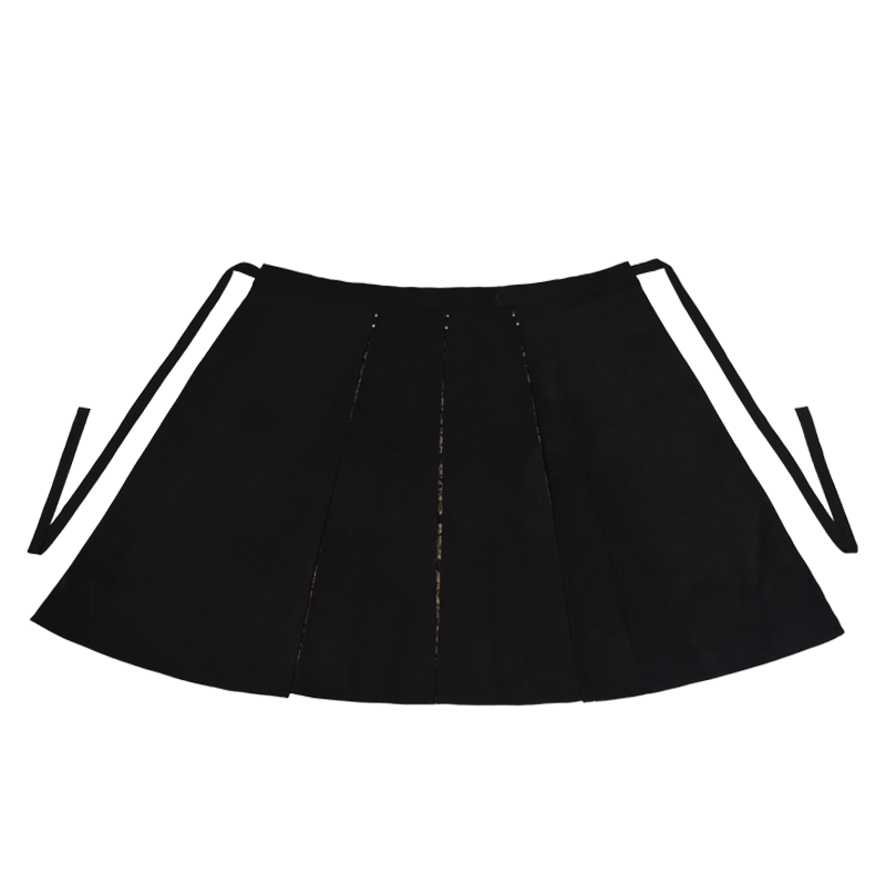Dreamy Year-Round Black Three-Pleat Skirt, Song Dynasty Han-Style Embroidery & Gold-Woven Design, Luxe Elegant Look, Flattering for Petite Figures