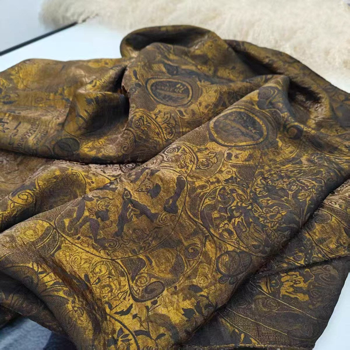 Dark Sleeve Fragrance [Sunset] Rayon Shimmer Modified Northern Dynasties Pleated Robe, Black & Gold, Daily Commute
