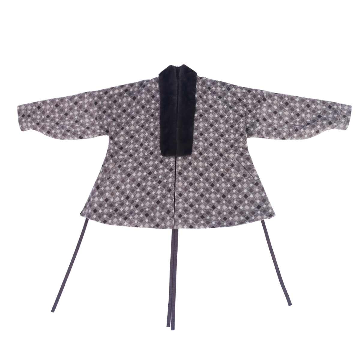 Nimeng Guofeng [Raw Coconut & Dark Chocolate] Original Ming-style Fleece-lined Reversible Pocketed Cross-collar & Song-style Flying Sleeve & Patchwork Skirt Daily Set