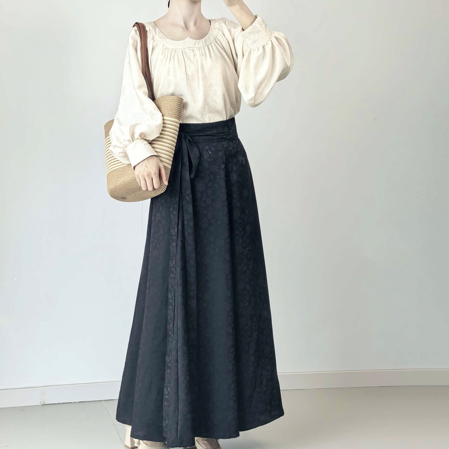Anxiuyingxiang【Epiphyllum Sweetheart Neck】Hanfu Women Mod Sweetheart Neck Skirt Daily Commute