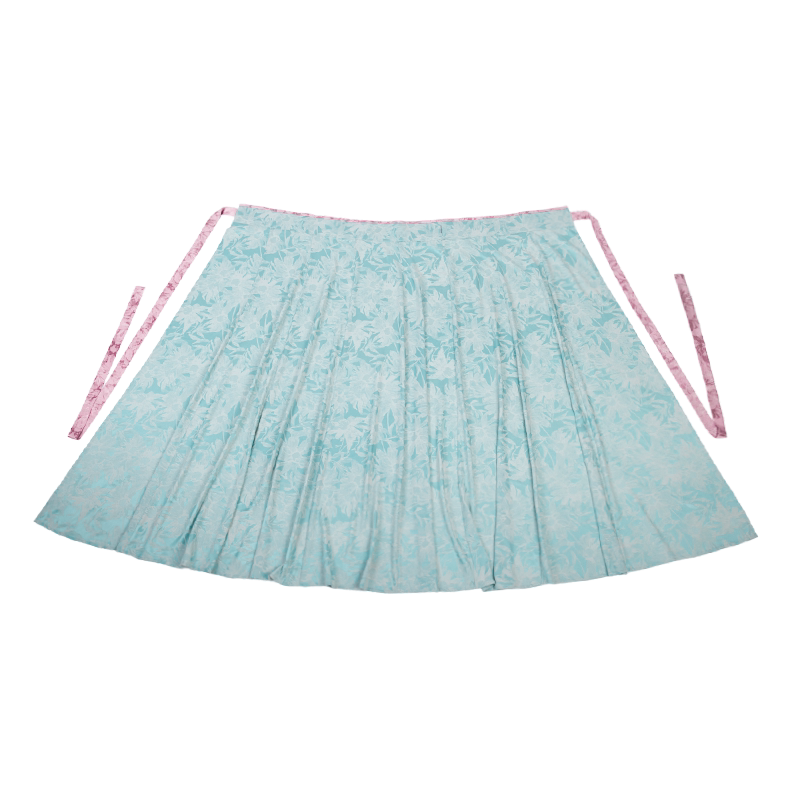 Dreamy Green Glaze Dye, Original Tang-Style-Inspired Round-Neck Top & Po Skirt, Everyday Hanfu in Pink-Blue Jacquard and Solid Color