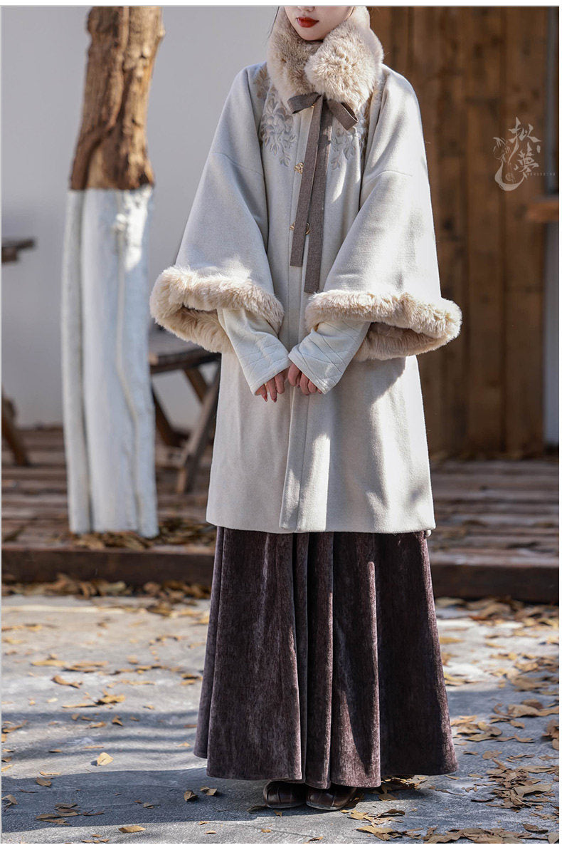 Nimeng [Early Winter] 4-Color Versatile Chenille Elastic Waist Pocket Mod 8-Panel Han-Style Skirt