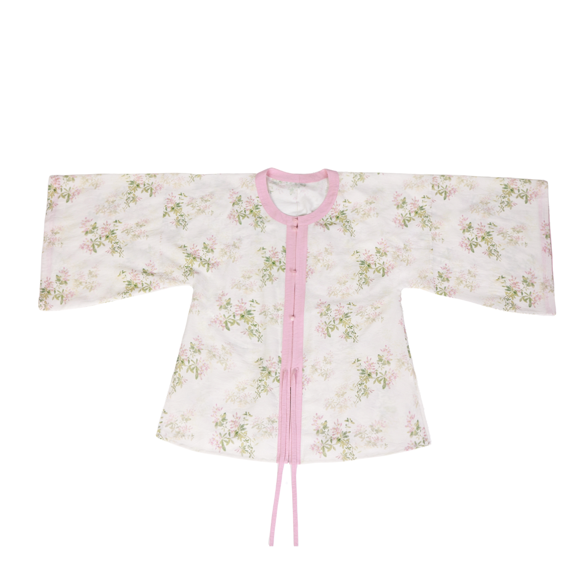 Dream Spring Branch Original Ming-style Round Neck Short Sleeve Top & Wide Hem Elastic Waist Skirt - Chinese Hanfu Daily Wear