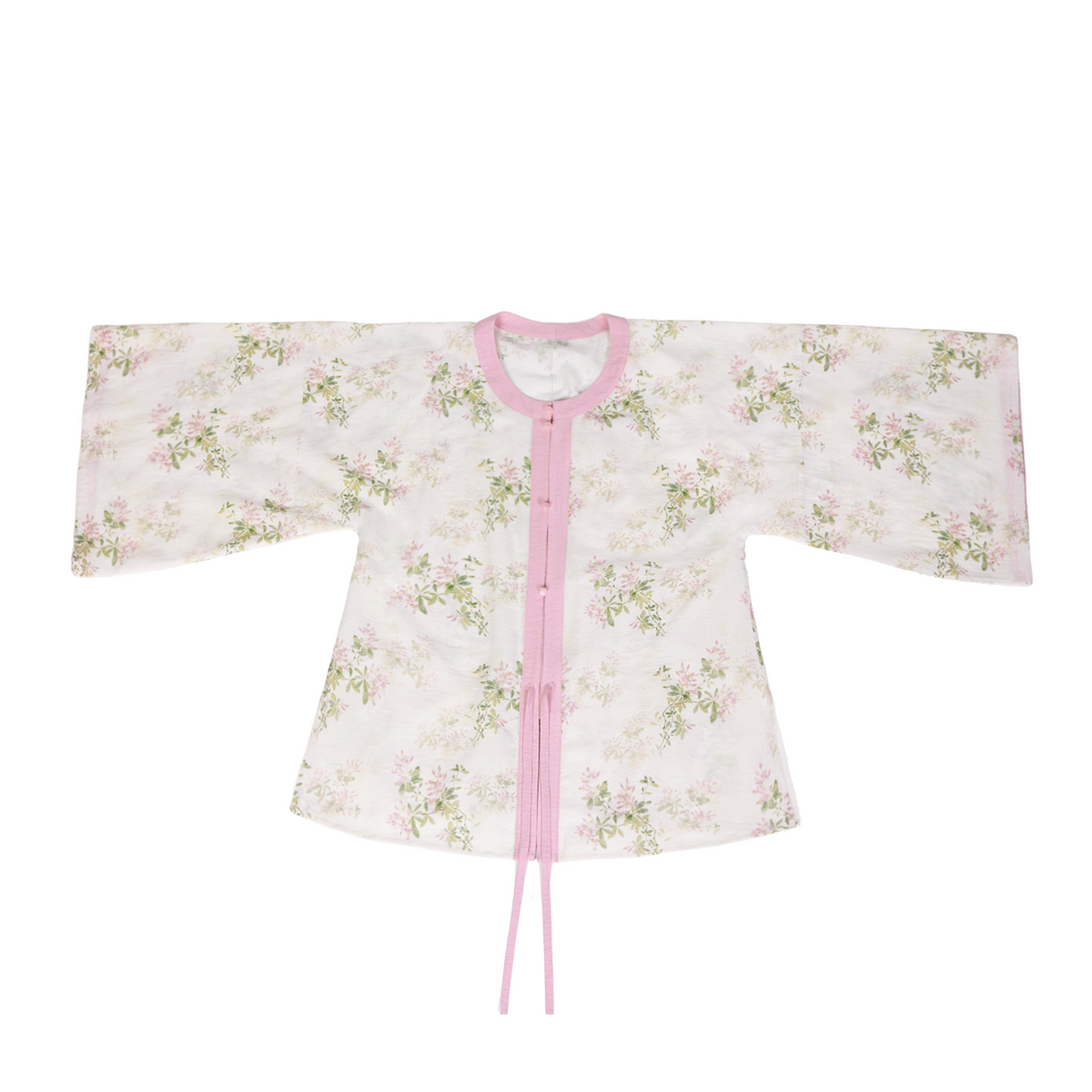 Dream Spring Branch Original Ming-style Round Neck Short Sleeve Top & Wide Hem Elastic Waist Skirt - Chinese Hanfu Daily Wear