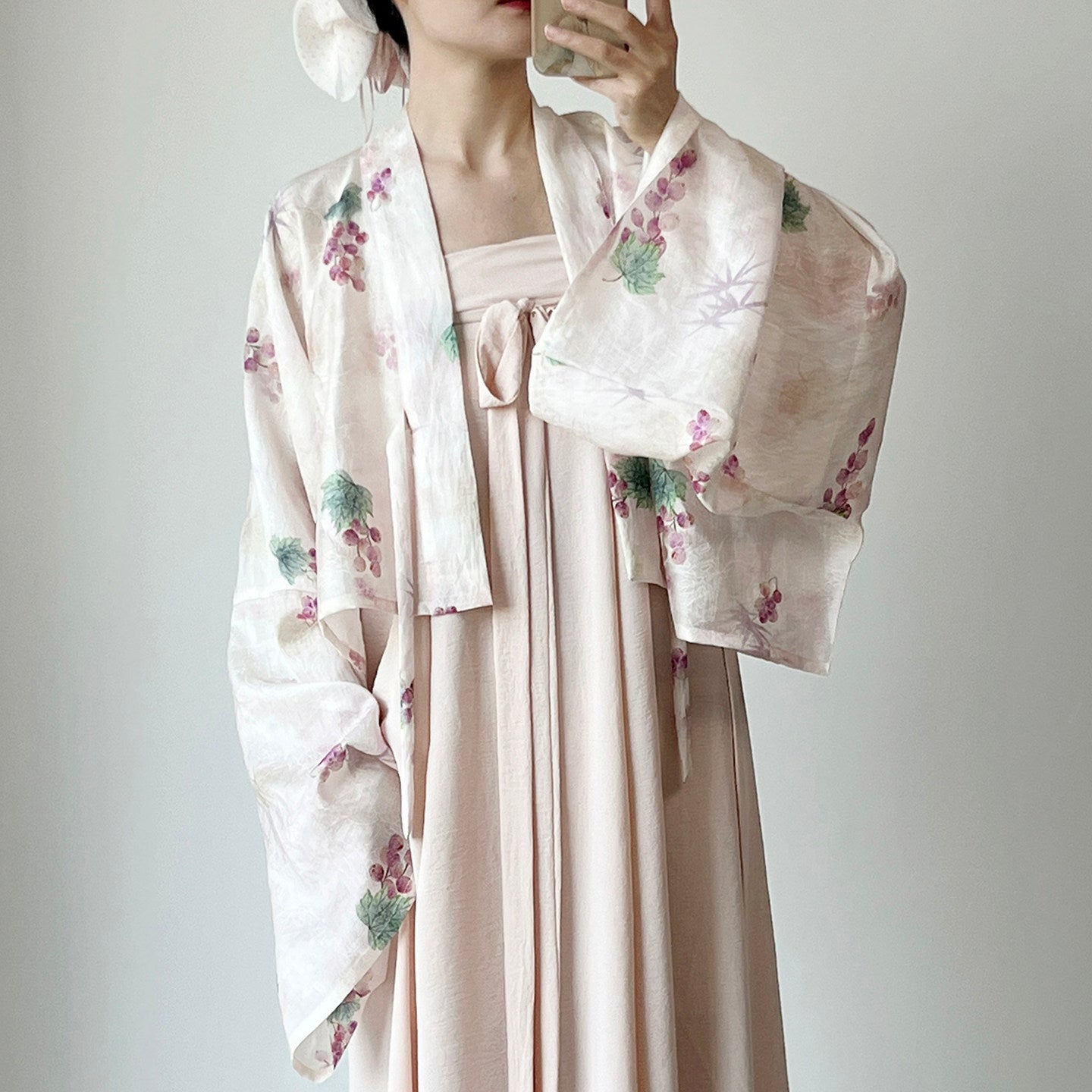 Dark Sleeve Fragrance [Little Grape] Hanfu Women Tang Style Famen Temple Short Top Solid Color Chest-high 8-panel Skirt Daily Commute