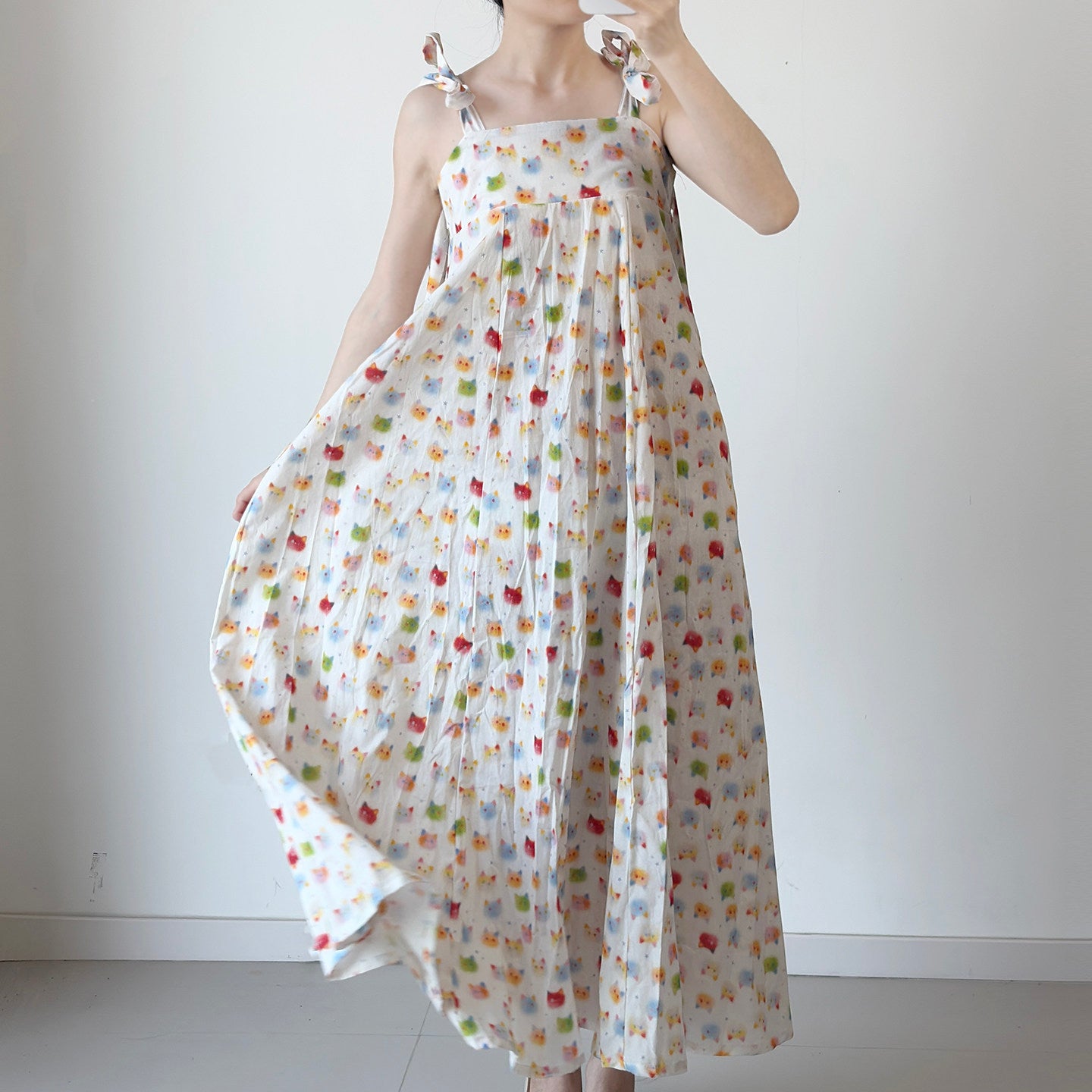 Anxiu Yingxiang [Rainbow Cat] Hanfu Women's Modified Strap Panel Skirt w/ Pockets, Cotton & Breathable, Daily/Commute