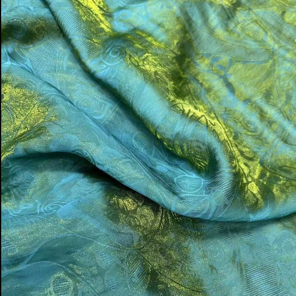 Anxiu Yingxiang [Yu Xia] Rayon Iridescent Modified N. Dynasty Pleated Dress, Daily Commute