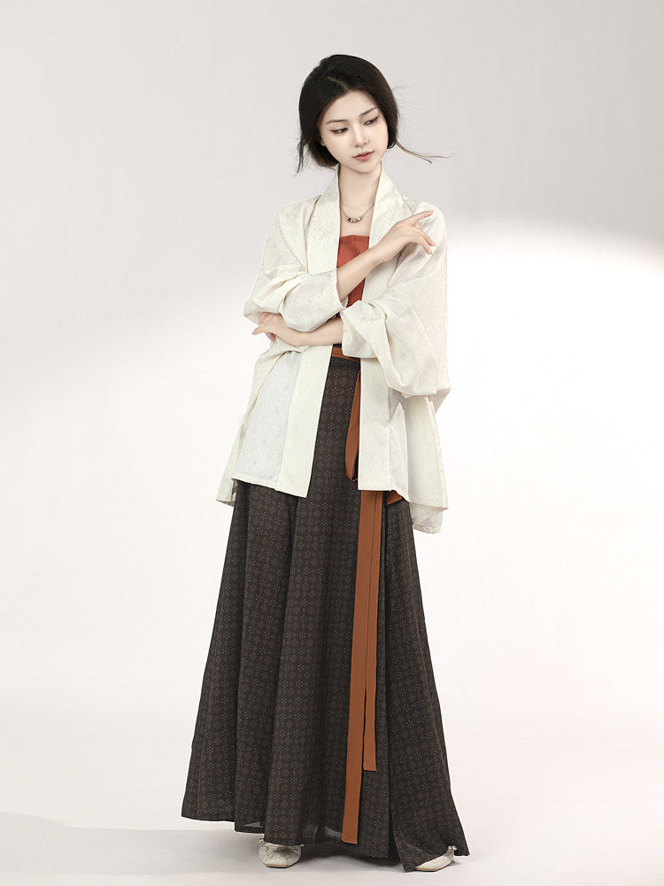 Anxiu Yingxiang Original "Autumn Leaf" Song-style Hanfu Women's Daily Commute Plane-Sleeve Spiral Skirt