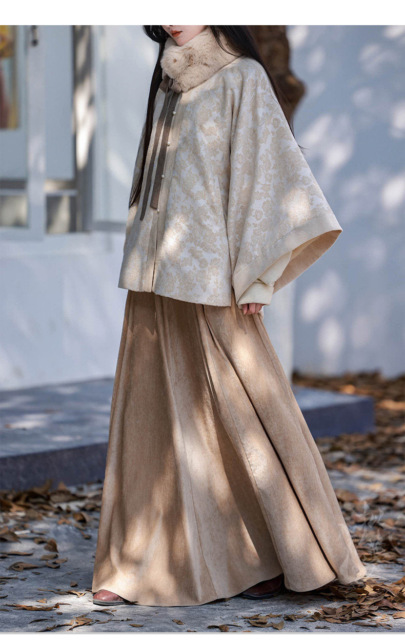 Nimeng [Early Winter] 4-Color Versatile Chenille Elastic Waist Pocket Mod 8-Panel Han-Style Skirt