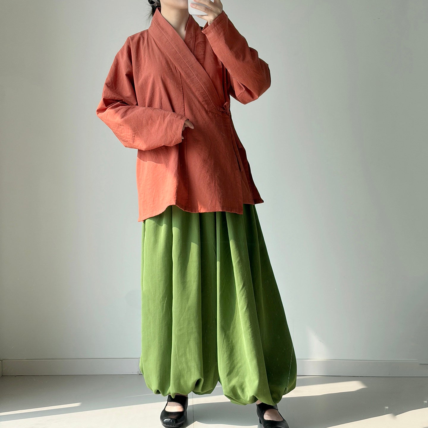 Anxiu Yingxiang Solid Harem Pants, Elastic Waist, Rayon, Comfortable & Loose Fit, Breathable, Lightweight & Cool