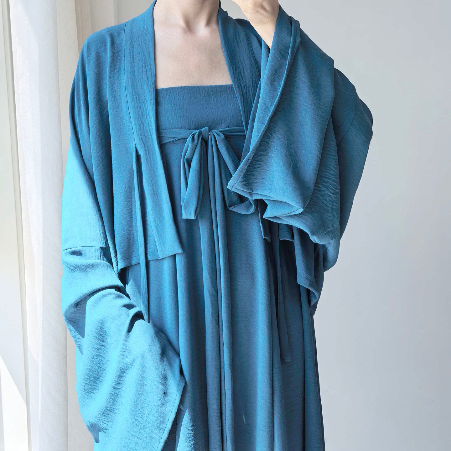 Dark Sleeve Fragrance [Distant Mountain Indigo] Blue Famen Temple Short Top & Chest-Level 8-Piece Skirt Hanfu Women Daily Commute
