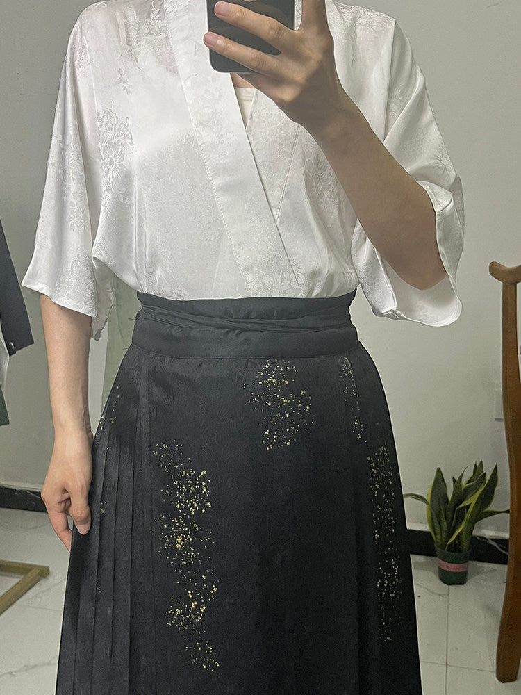 Anxiu Yingxiang Original Hanfu Song Style Cross-Collar Jacquard Short Sleeve Summer Lightweight