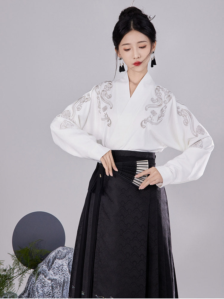 Original Luodian & Silver Thread New Chinese Mamianqun Skirt Set, Daily Commute Ming Hanfu