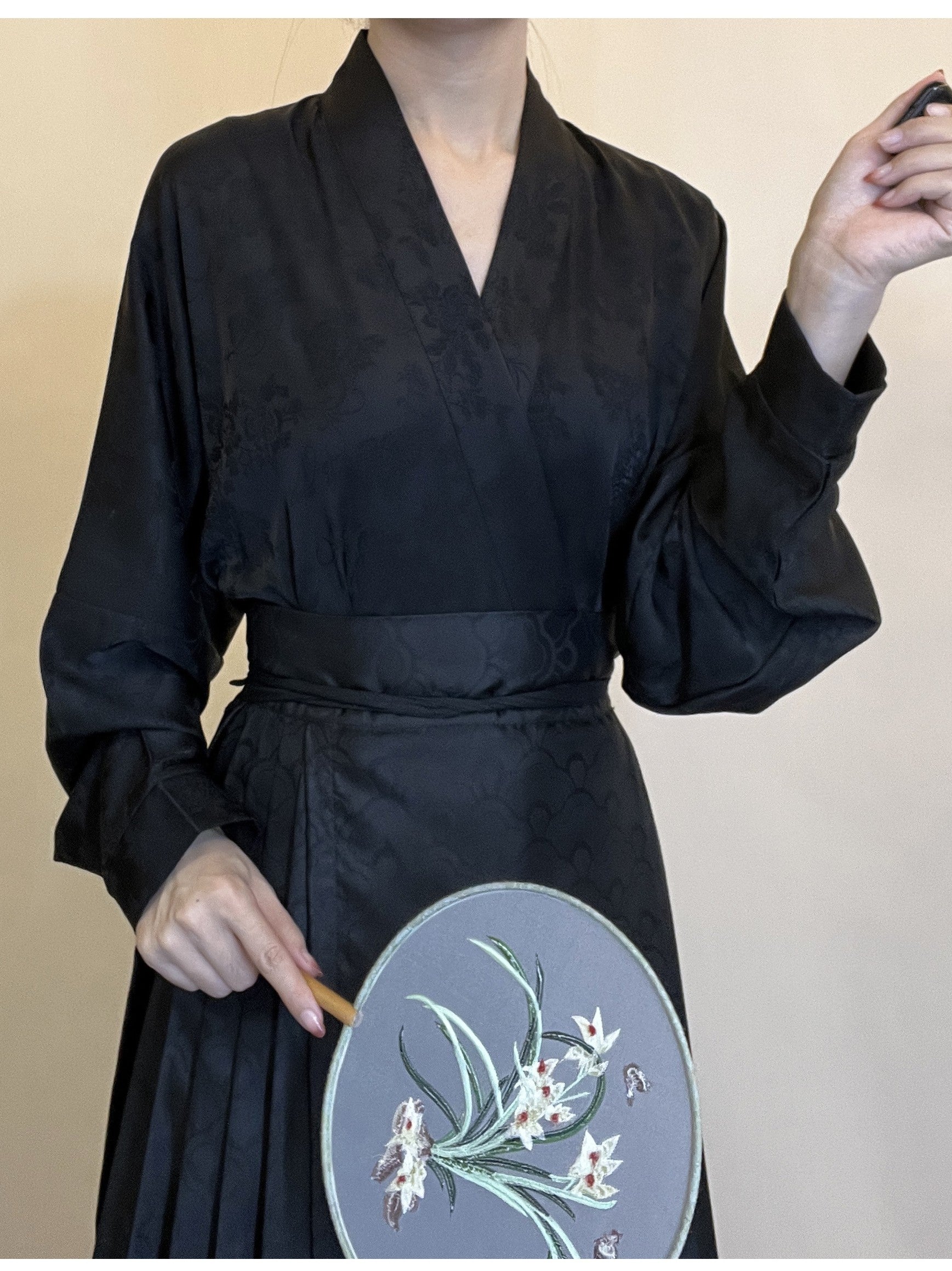 Anxiu Yingxiang Original Hanfu Women Song-style Cross Collar Jacquard Plane Sleeve Modified Han-element Fall/Winter Daily Commuter