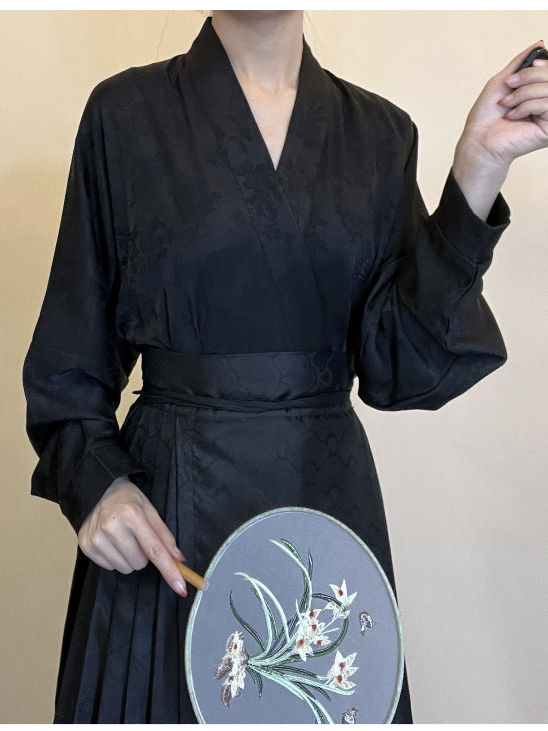 Anxiu Yingxiang Original Hanfu Women Song-style Cross Collar Jacquard Plane Sleeve Modified Han-element Fall/Winter Daily Commuter