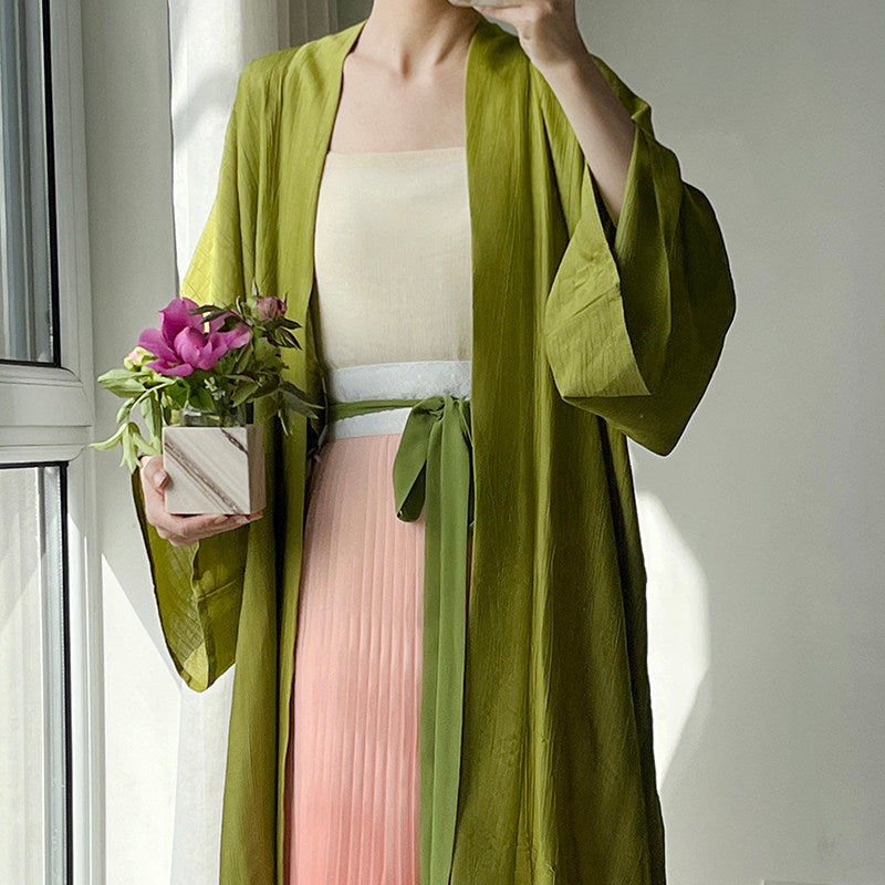 Anxiu Yingxiang [Green Crackle] Hanfu Women Song-style Tieguai Tomb Replica Tencel Long Gown - Daily Casual & Commute