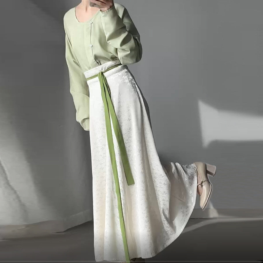 Anxiu Yingxiang Original 【Little Butterfly】 Hanfu Dark Jacquard 8-Panel Daily Commuter Skirt