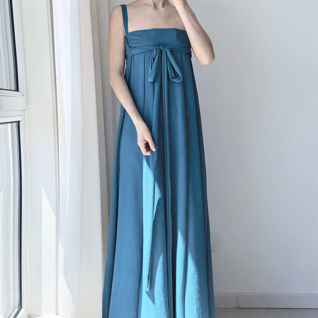 Dark Sleeve Fragrance [Distant Mountain Indigo] Blue Famen Temple Short Top & Chest-Level 8-Piece Skirt Hanfu Women Daily Commute