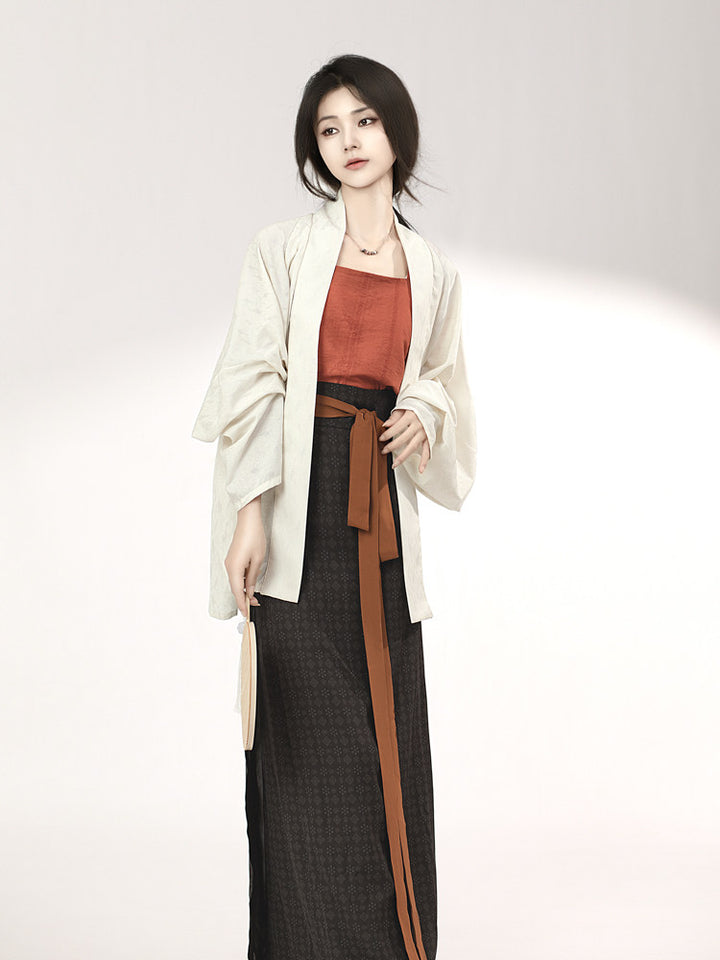 Anxiu Yingxiang Original "Autumn Leaf" Song-style Hanfu Women's Daily Commute Plane-Sleeve Spiral Skirt
