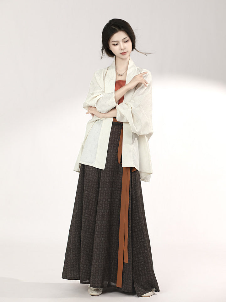 Anxiu Yingxiang Original "Autumn Leaf" Song-style Hanfu Women's Daily Commute Plane-Sleeve Spiral Skirt