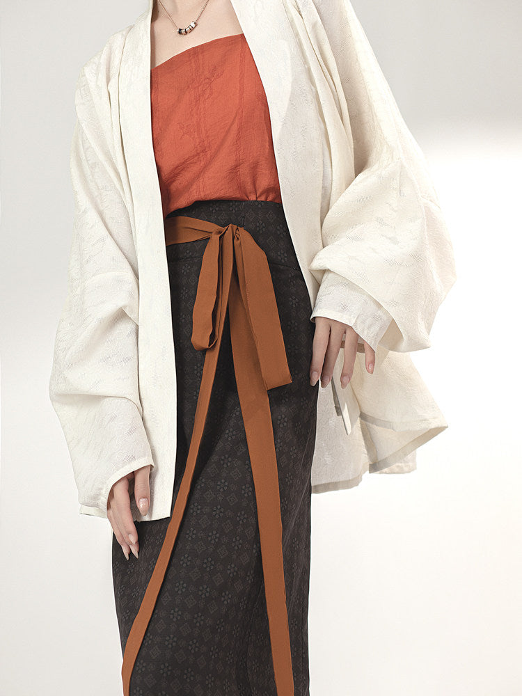Anxiu Yingxiang Original "Autumn Leaf" Song-style Hanfu Women's Daily Commute Plane-Sleeve Spiral Skirt